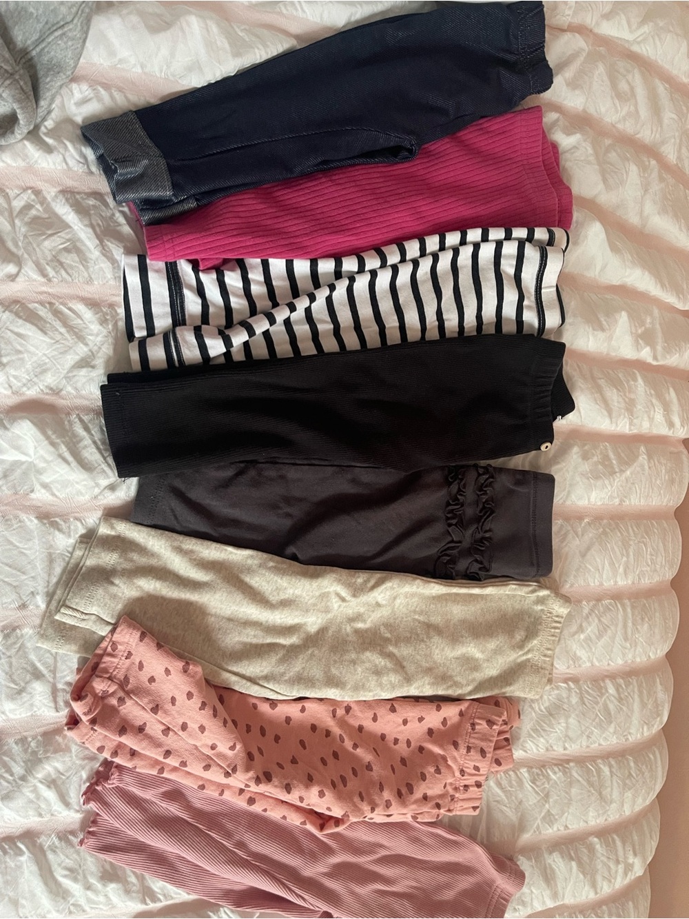 Girls Mixed Leggings Bundle - Pink, Black, Navy, Stripes